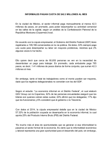 informales pagan cuota de $42.3 millones al mes