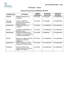 CICLO ESCOLAR 2015 – 2016 4° Primaria – Tareas Semana del 31