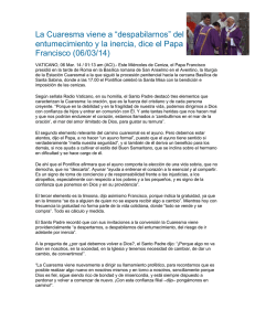 La Cuaresma viene a “despabilarnos” del Francisco (06/03/14)