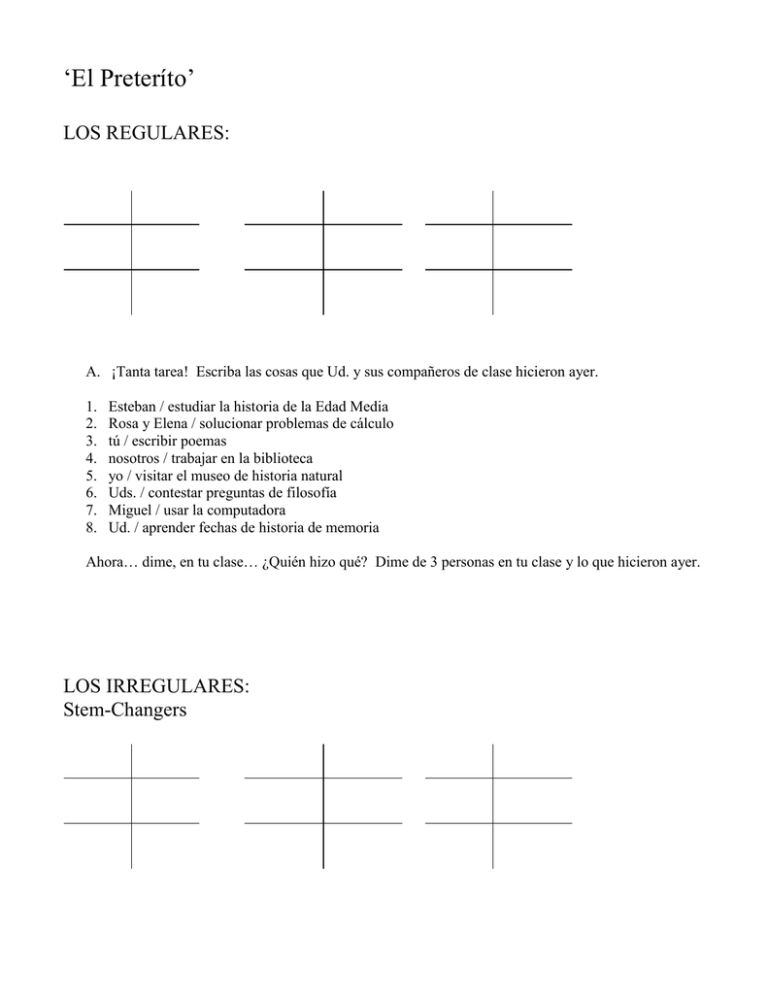 Preterite Tense Packet