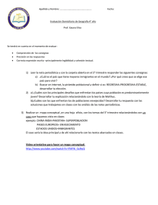 Apellido y Nombre: ……………………………………………..       ...  Evaluación Domiciliario de Geografía 4° año