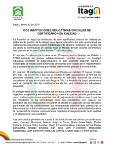 Dos instituciones educativas certicadas en calidad