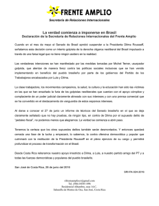 La verdad comienza a imponerse en Brasil Secretaría de Relaciones Internacionales