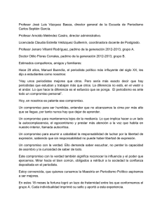 Discurso de Julieta Arag n Dom nguez; mejor promedio de aprovechamiento del grupo A de la maestr a en Periodismo Pol tico generaci n 2012-2013