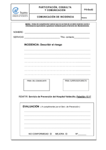 Descargar documento: Comunicación de incidencia o riesgo