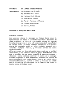 Proyecto:"Problem tica de la ideolog a en Trabajo Social: la cuesti n de sus fundamentos epistemol gicos"