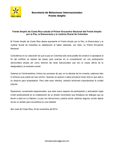 Saludo del Frente Amplio de Costa Rica a la Primera Conferencia Nacional del Frente Amplio de Colombia