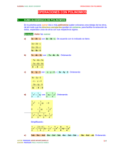 OPERACIONES CON POLINOMIOS 1. SUMA ALGEBRAICA DE POLINOMIOS