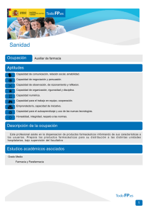 Sanidad Ocupación Aptitudes Auxiliar de farmacia