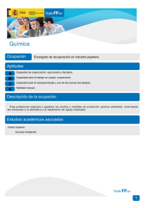 Química Ocupación Aptitudes Encargado de recuperación en industria papelera