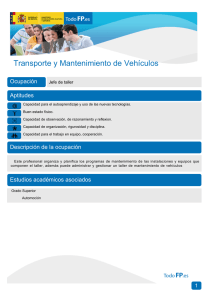Transporte y Mantenimiento de Vehículos Ocupación Aptitudes Jefe de taller