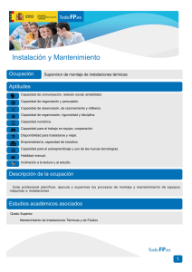 Instalación y Mantenimiento Ocupación Aptitudes Supervisor de montaje de instalaciones térmicas
