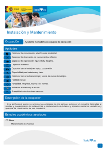 Instalación y Mantenimiento Ocupación Aptitudes Ayudante montador/a de equipos de calefacción