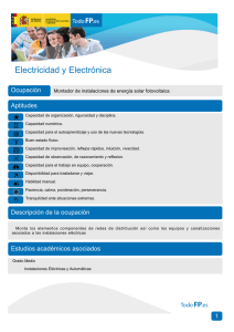 Electricidad y Electrónica Ocupación Aptitudes Montador de instalaciones de energía solar fotovoltaica