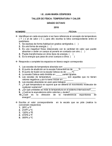 Hoja de Trabajo de Física de Temperatura y Calor para 8vo Grado