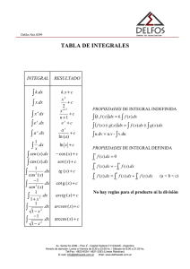 Tabla de Integrales