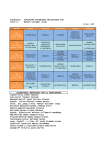 Enseñanza:   EDUCACION SECUNDARIA OBLIGATORIA ESO Tutor D. Manuel Salvador Jorge