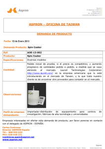 ASPRON – OFICINA DE TAIWAN DEMANDA DE PRODUCTO