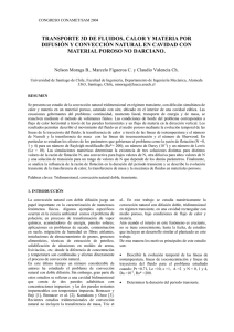 TRANSPORTE 3D DE FLUIDOS, CALOR Y MATERIA POR DIFUSI N Y CONVECCI N NATURAL EN CAVIDAD CON MATERIAL POROSO NO DARCIANO.