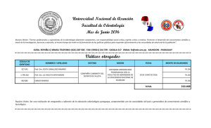 Universidad Nacional de Asunción Facultad de Odontología Mes de Junio 2016