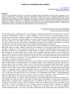 ACERCA DE LA INTERPRETACIÓN LITERARIA Resumen  Taller de Expresión I