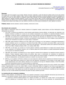 LA MEMORIA DE LA LUCHA: ¿UN NUEVO RÉGIMEN DE MEMORIA?  Resumen