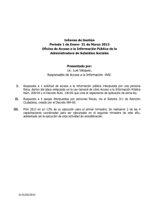 Informe de Gestión Periodo 1 de Enero- 31 de Marzo 2013