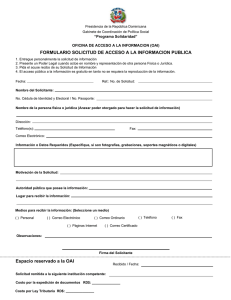 FORMULARIO SOLICITUD DE ACCESO A LA INFORMACION PUBLICA “Programa Solidaridad”