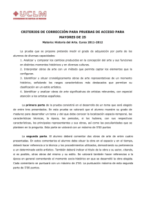 CRITERIOS DE CORRECCIÓN PARA PRUEBAS DE ACCESO PARA MAYORES DE 25