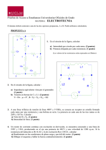ELECTROTECNIA  Pruebas de Acceso a Enseñanzas Universitarias Oficiales de Grado MATERIA:
