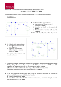 ELECTROTECNIA  Pruebas de Acceso a Enseñanzas Universitarias Oficiales de Grado MATERIA: