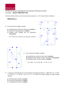 ELECTROTECNIA  Pruebas de Acceso a Enseñanzas Universitarias Oficiales de Grado MATERIA:
