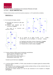ELECTROTECNIA  Pruebas de Acceso a Enseñanzas Universitarias Oficiales de Grado MATERIA: