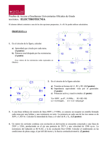 ELECTROTECNIA  Pruebas de Acceso a Enseñanzas Universitarias Oficiales de Grado MATERIA: