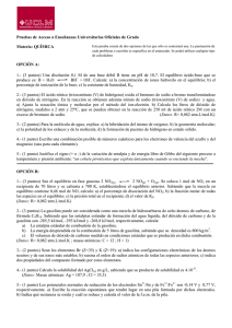   Pruebas de Acceso a Enseñanzas Universitarias Oficiales de Grado Materia: QUÍMICA