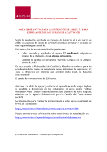 NOTA INFORMATIVA PARA LA OBTENCIÓN DEL NIVEL B1 PARA