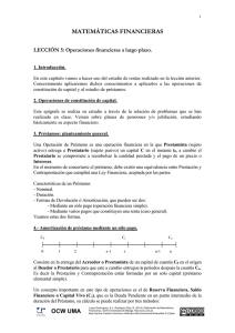 MATEMÁTICAS FINANCIERAS LECCIÓN 5: Operaciones financieras a largo plazo.