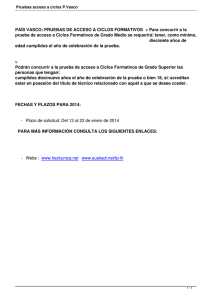 PAÍS VASCO: PRUEBAS DE ACCESO A CICLOS FORMATIVOS