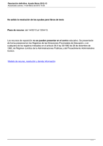 Ha salido la resolución de las ayudas para libros de... Plazo de recurso  no se pueden presentar en el centro