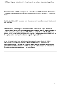 Noticias Judiciales - El Tribunal Superior de Justicia de la... TSJCABA - realizará dos audiencias públicas durante el próximo 20...
