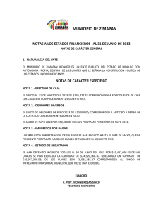 MUNICIPIO DE ZIMAPAN NOTAS DE CARÁCTER GENERAL