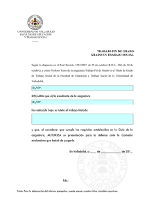 Visto Bueno / Autorización del/la tutor/a para la presentación del TFG.