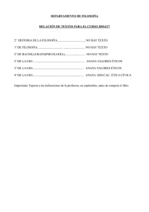 DEPARTAMENTO DE FILOSOFÍA RELACIÓN DE TEXTOS PARA EL CURSO 20016/17