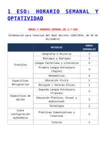 1  ESO:  HORARIO  SEMANAL  Y OPTATIVIDAD