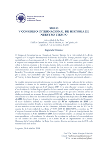 SIGLO V CONGRESO INTERNACIONAL DE HISTORIA DE NUESTRO TIEMPO