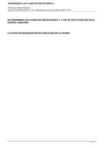 Clases de Inglés Básico 1 Suspendidas