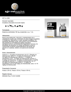 KET-A-100® Solución Inyectable Anestésico disociativo de acción rápida Formulación