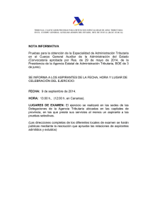 Fecha, hora y lugar ejercicio