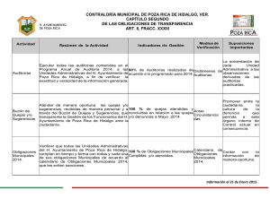Actividades Específicas Relevantes de Contraloría Municipal.
