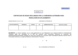 Certificado de deuda de aplazamiento